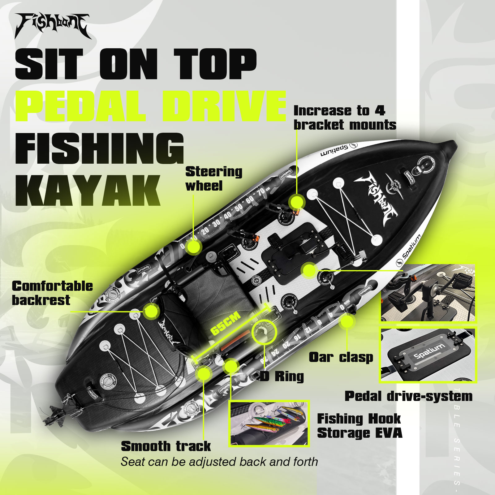Рыболовный каяк Spatium с педа – обзор и цена Fishing Kayak Sit In